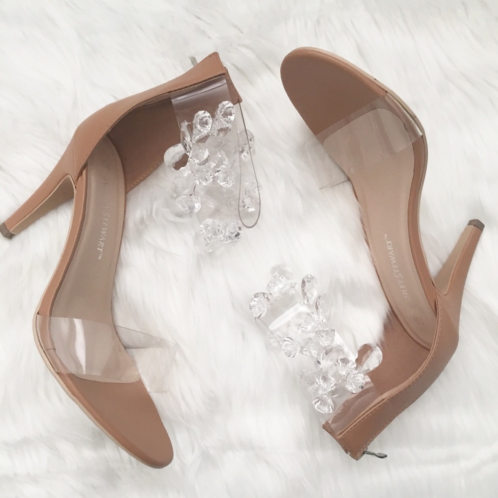 Ashley Stewart Nude Heel/ Clear Embellished Strap